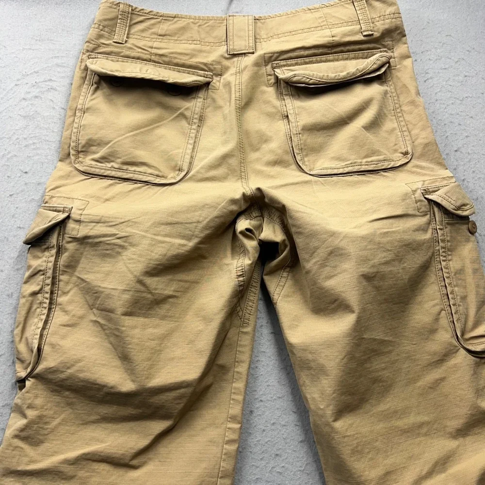 LL Bean Cargo Pants Mens 32W 34L Khaki Tan Natural Fit Cotton Utility 262570